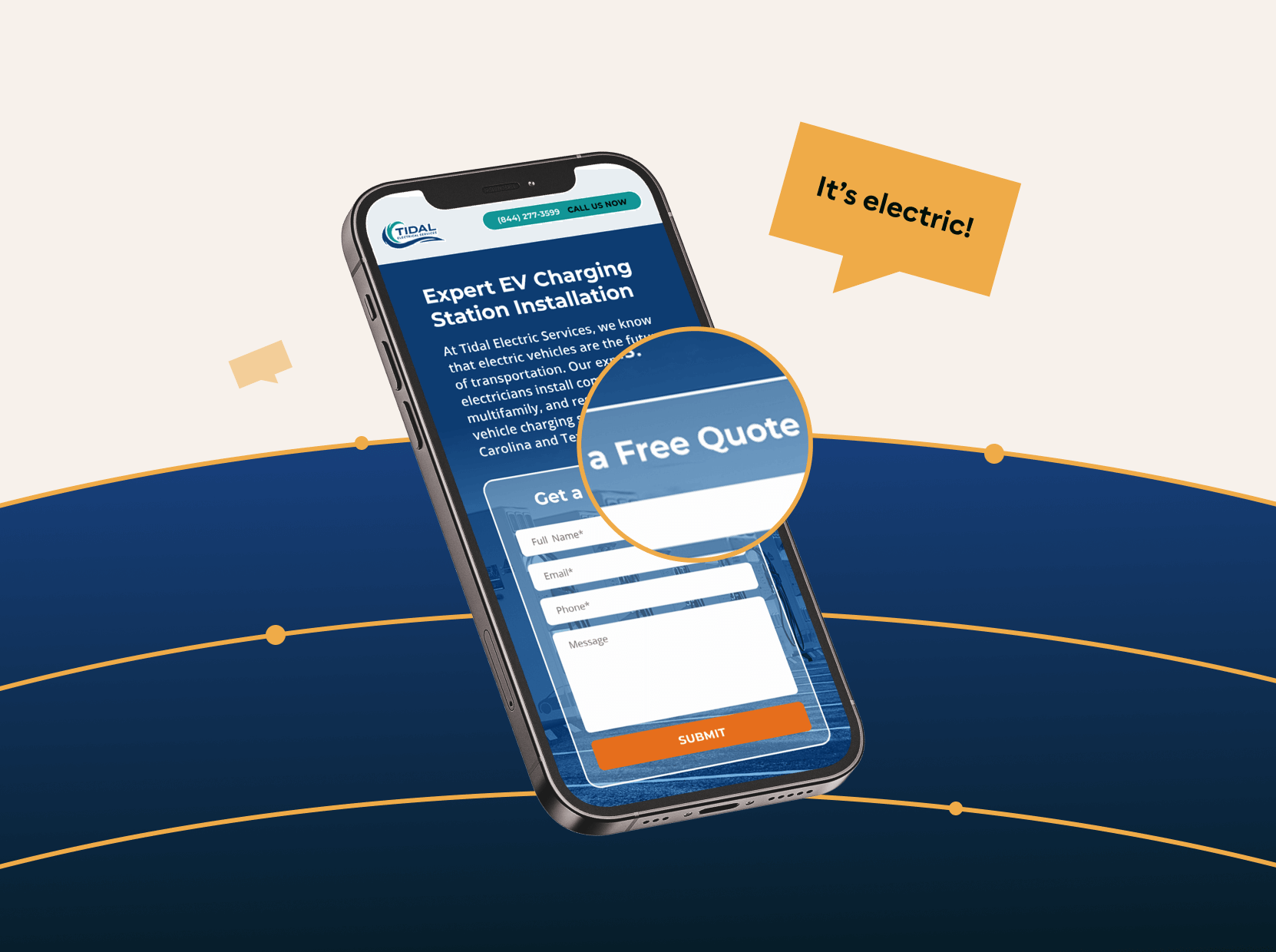 Tidal Electrical Services lead generating campaign landing page shown on a mobile device