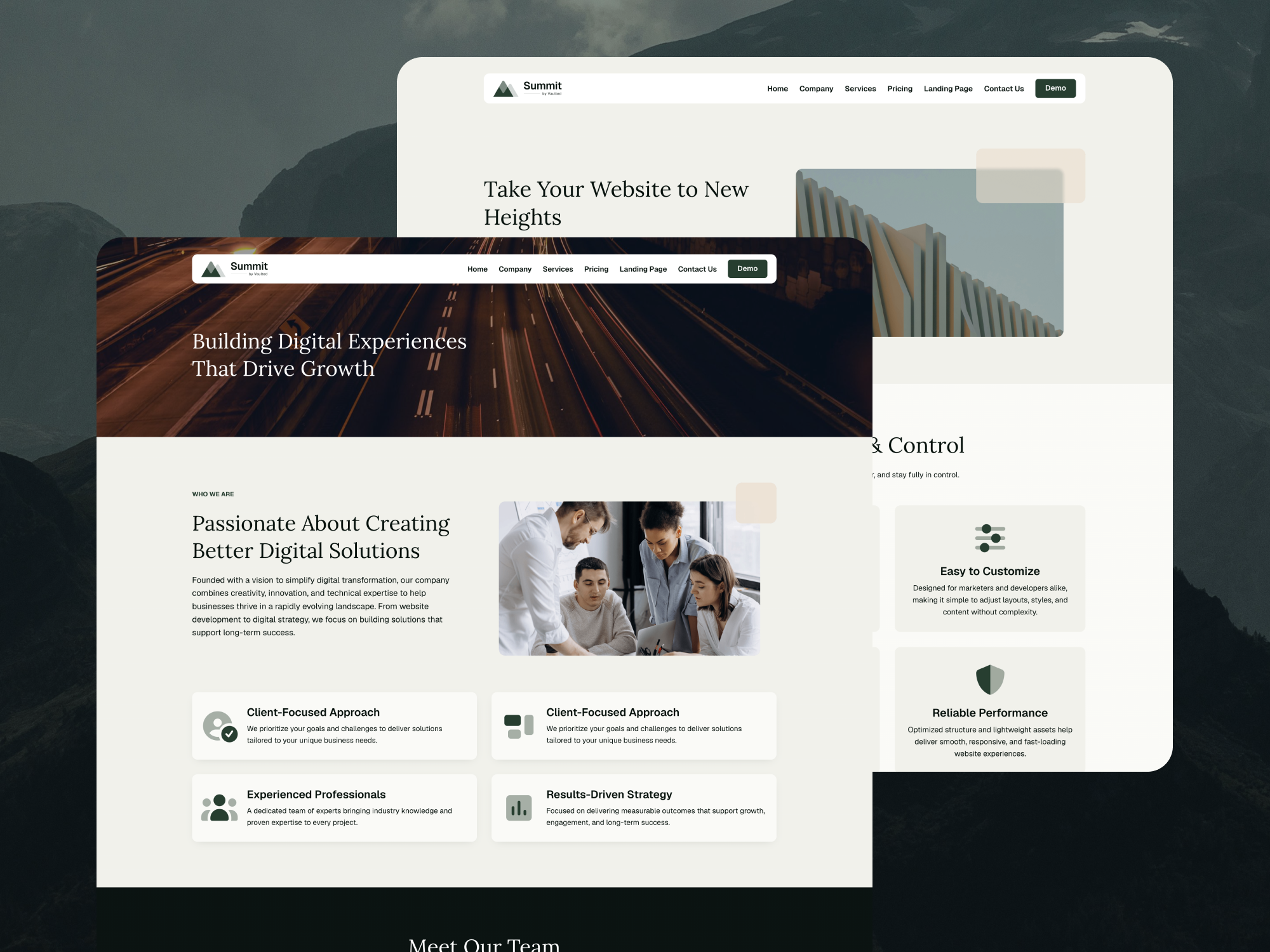 Summit on desktop: a clean, flexible HubSpot theme for building modern business websites.