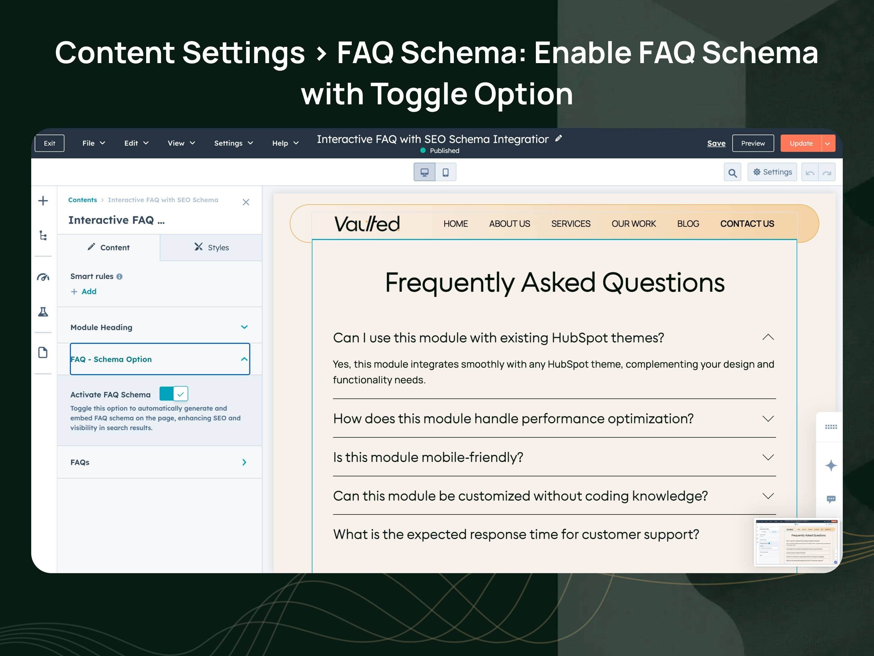 Customizable FAQ Module with SEO Schema Options