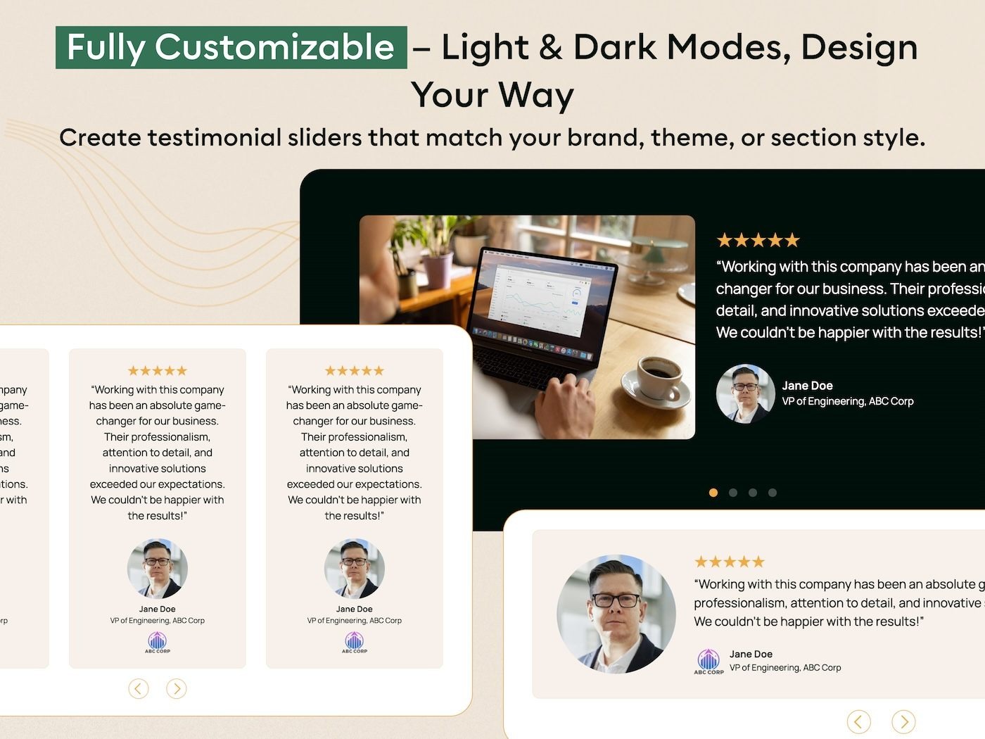 Fully Customizable Testimonial Design